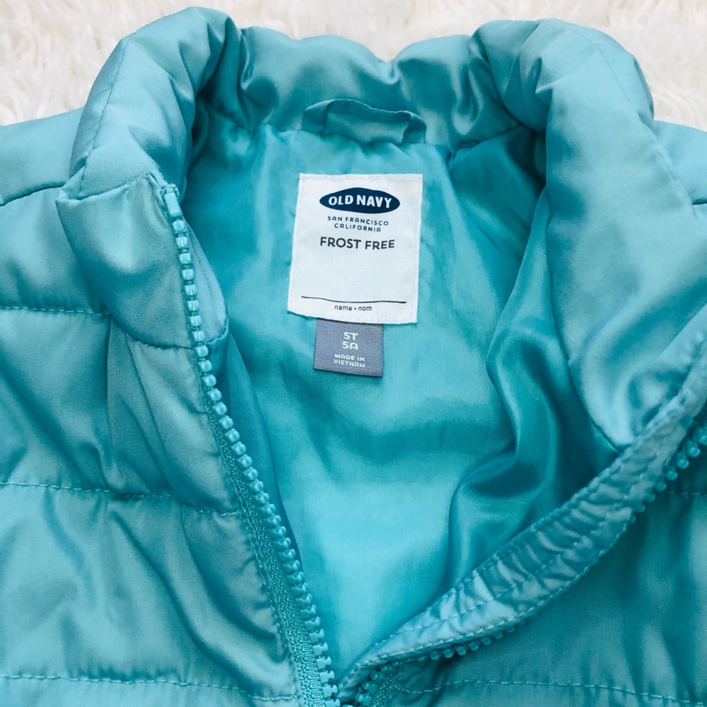 Old Navy Teal Blue Frost Free Puffer Jacket Size 5T - Picture 5 of 8